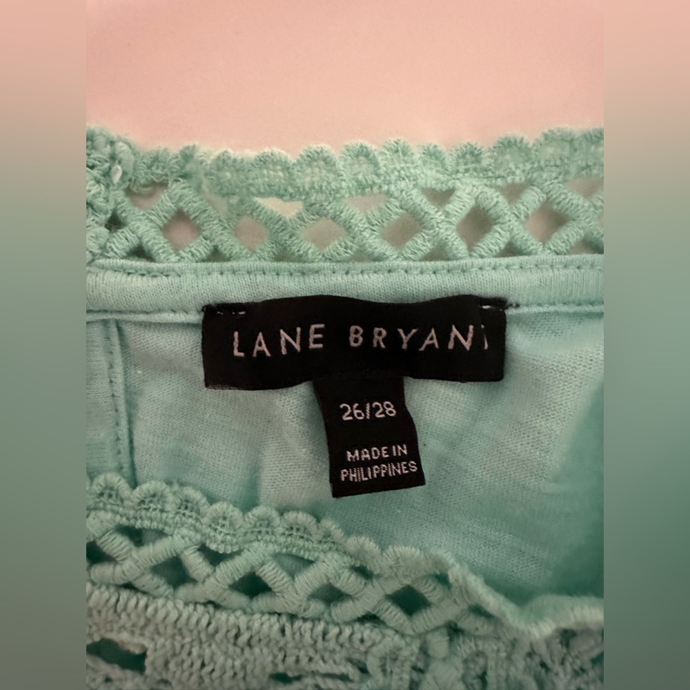 Lane Bryant Green Tank Top Lace Design 26/28 - Picture 4 of 12